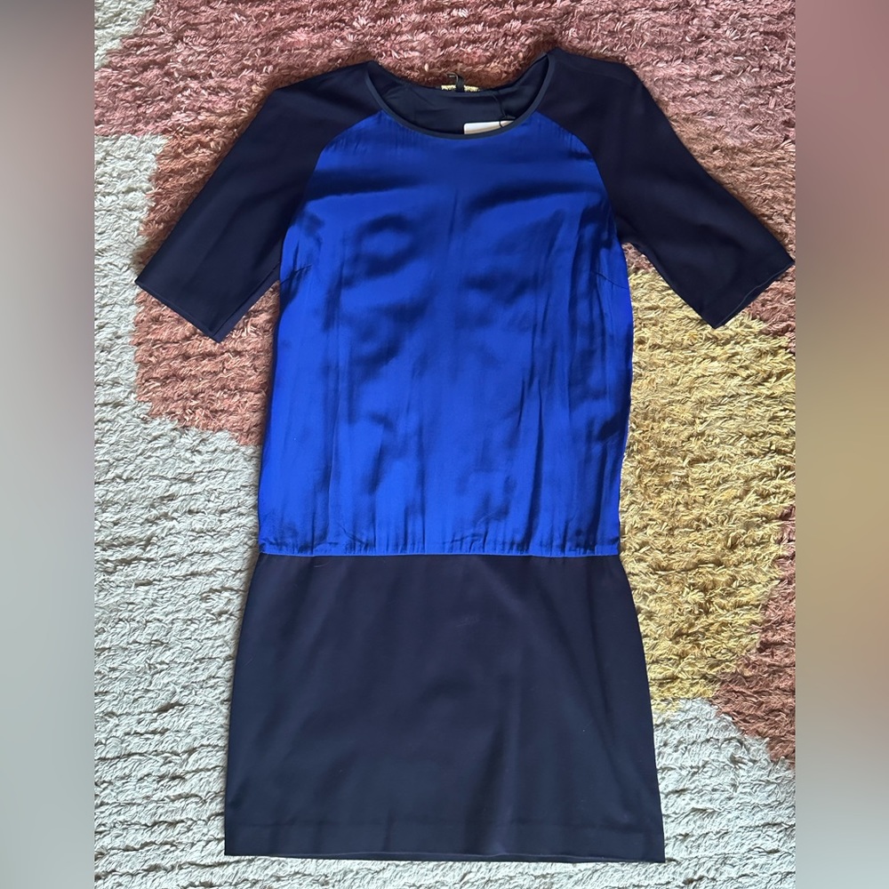 Maje Blue Colorblock Mini Shift Dress S